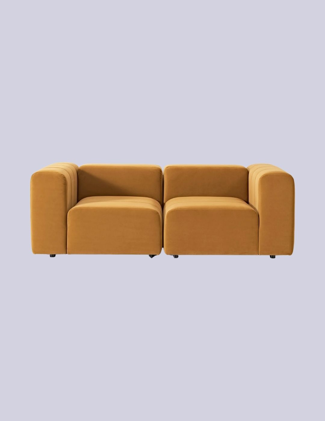 Westwing Modular Velvet Sofa Lena (3-seater) against pale lilac background.