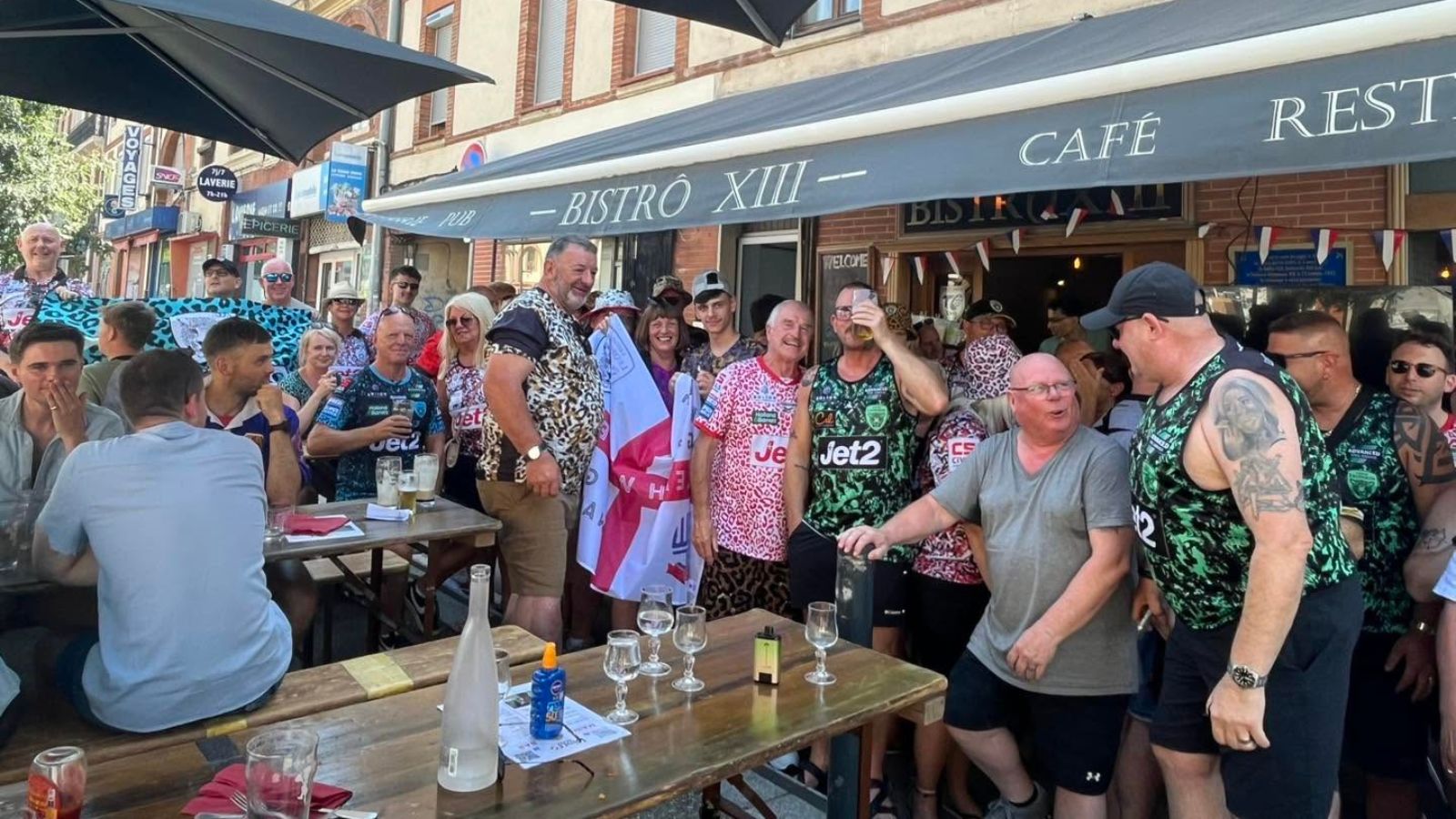 Leigh Leopards supporters pictured outside Bistro XIII in Toulouse - Image credit: Facebook/Bistro XIII