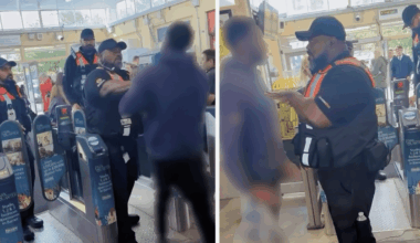 Moment 'hero' TfL ticket inspector stops fare dodger in barrier scuffle at London station - as hundreds heap on praise
