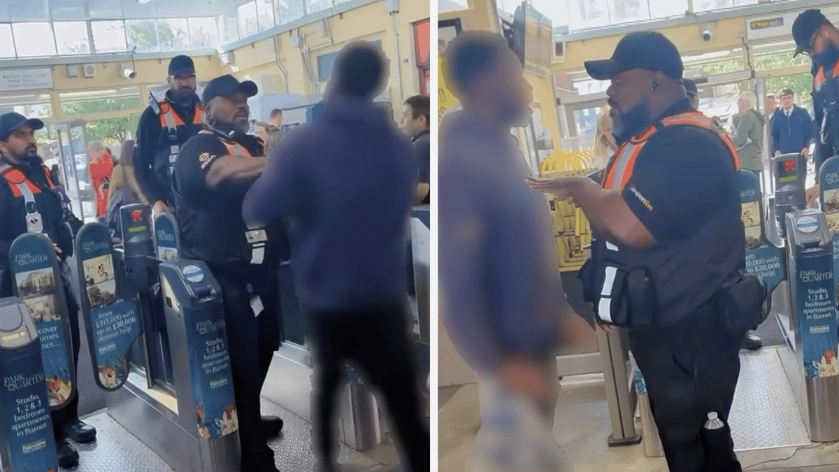 Moment 'hero' TfL ticket inspector stops fare dodger in barrier scuffle at London station - as hundreds heap on praise