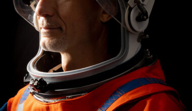 Luca Parmitano, Artemis III pilot, in his flight suit.