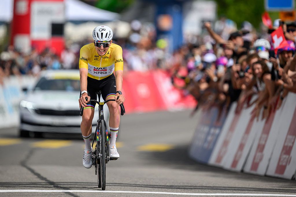 Tadej Pogačar during a stage race in the first half of the 2026 season