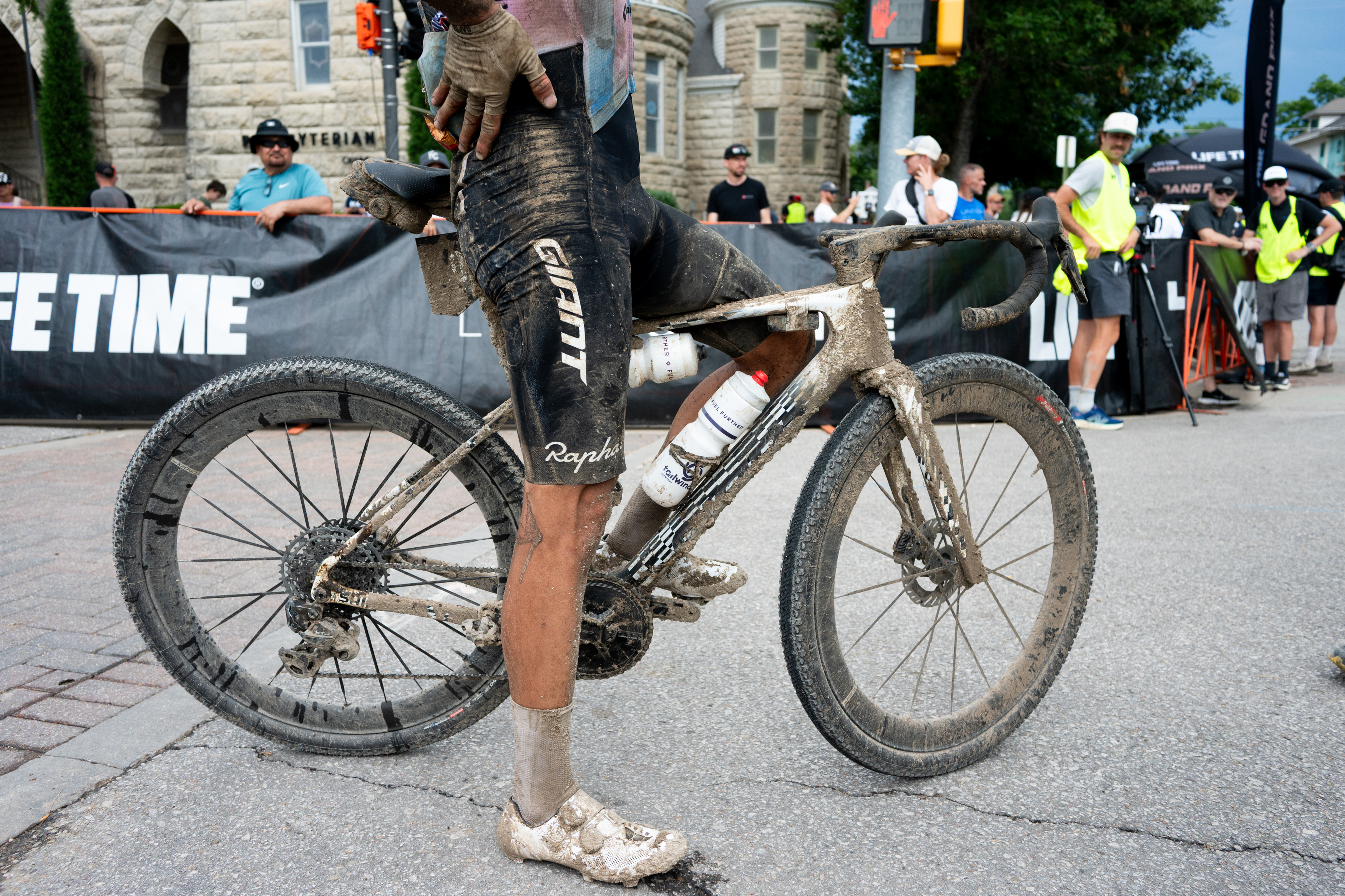 Photos of the bikes from the finish line of Unbound Gravel 2026