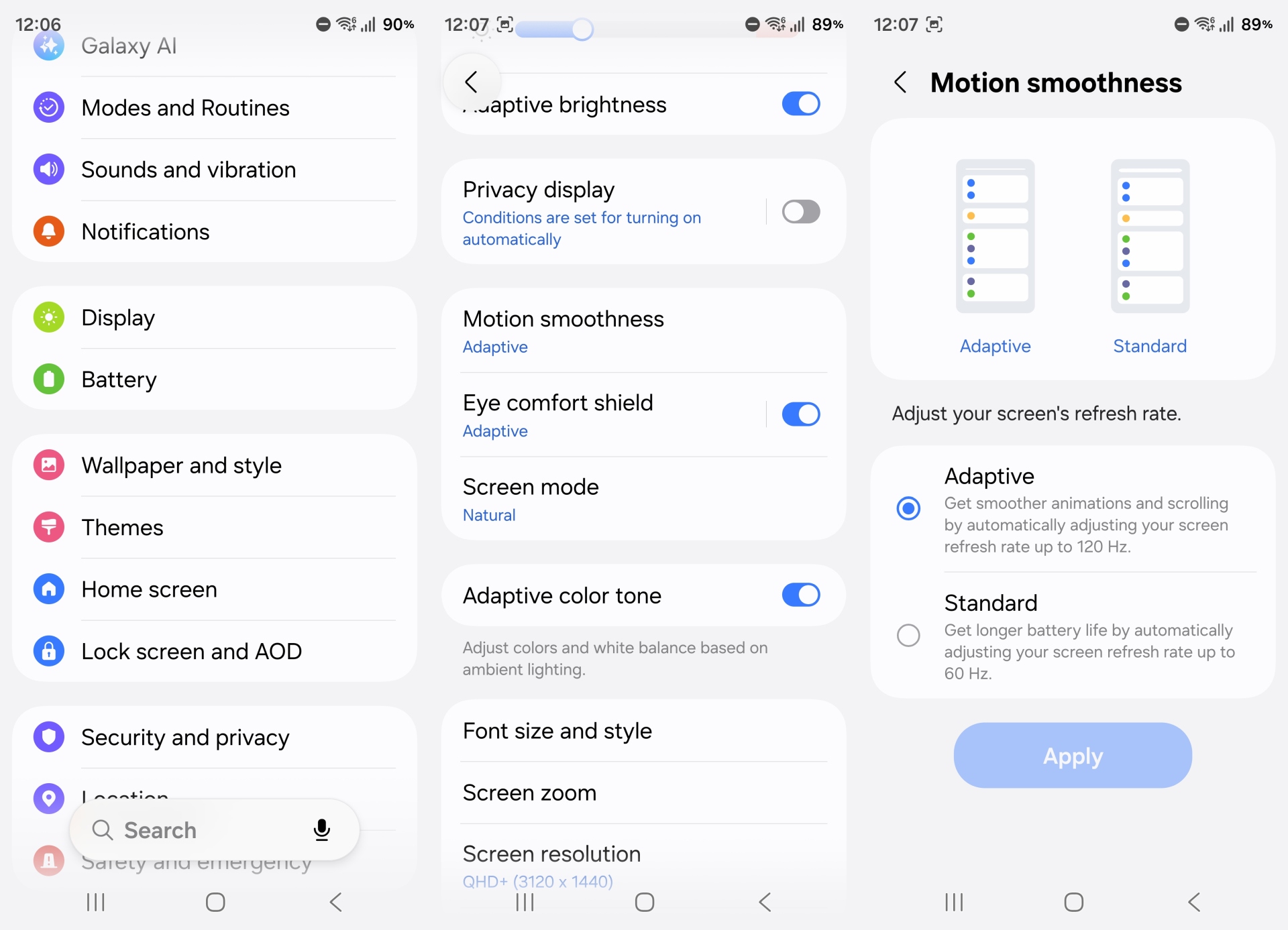 adaptive refresh rate settings