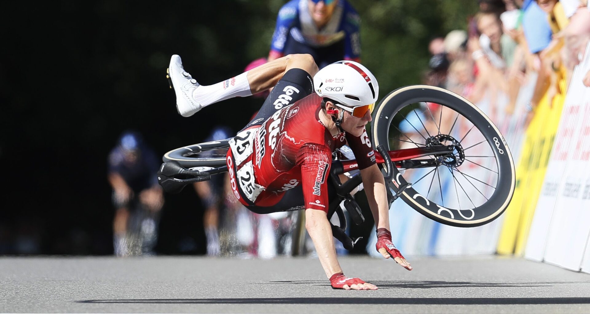 Crashing over the finish line, Liam Slock delivers an unforgettable first professional victory at GP Gippingen