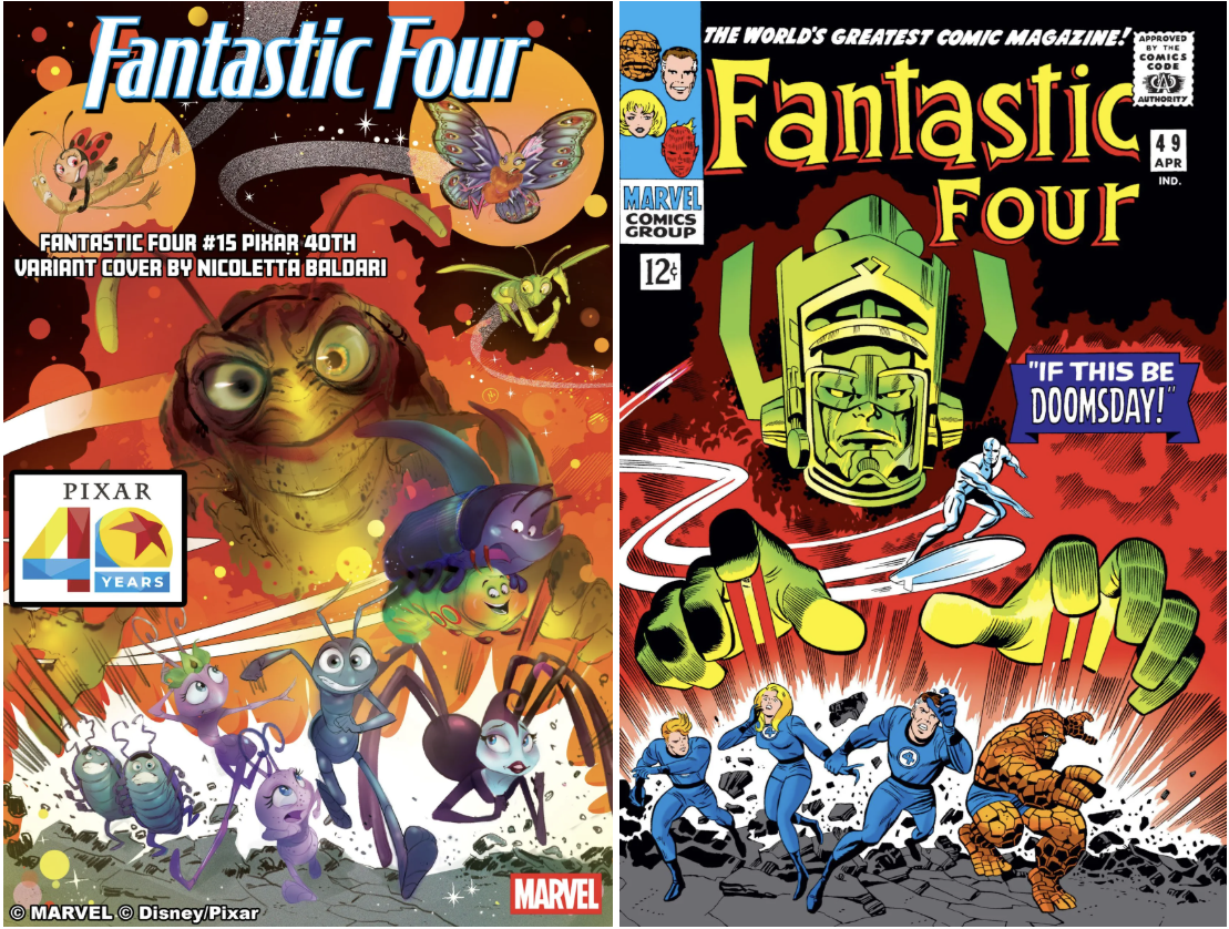 Marvel comic cover and Pixar anniversary cover variant