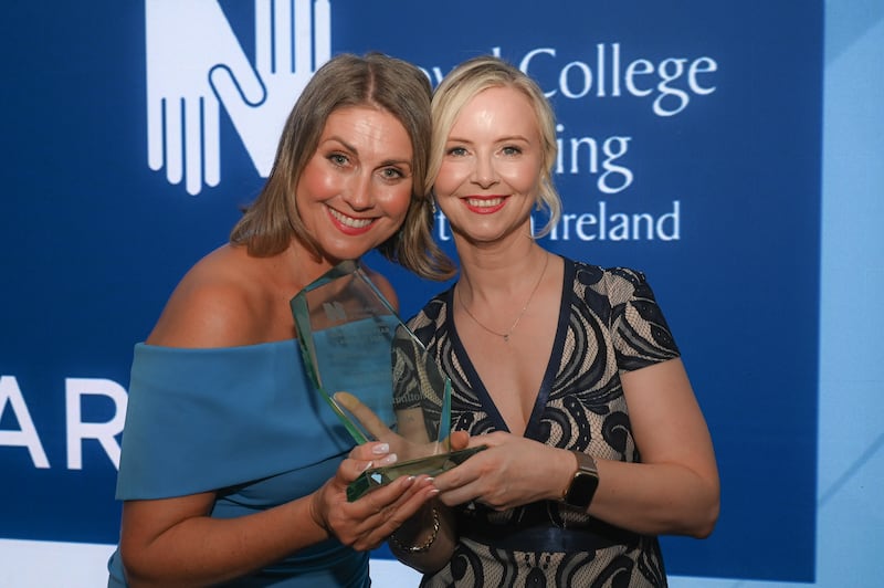Pictured is (L-R), Sarah Travers, awards host and Linda Hamilton, RCN Northern Ireland Nurse of the Year 2026. PICTURE: RCN