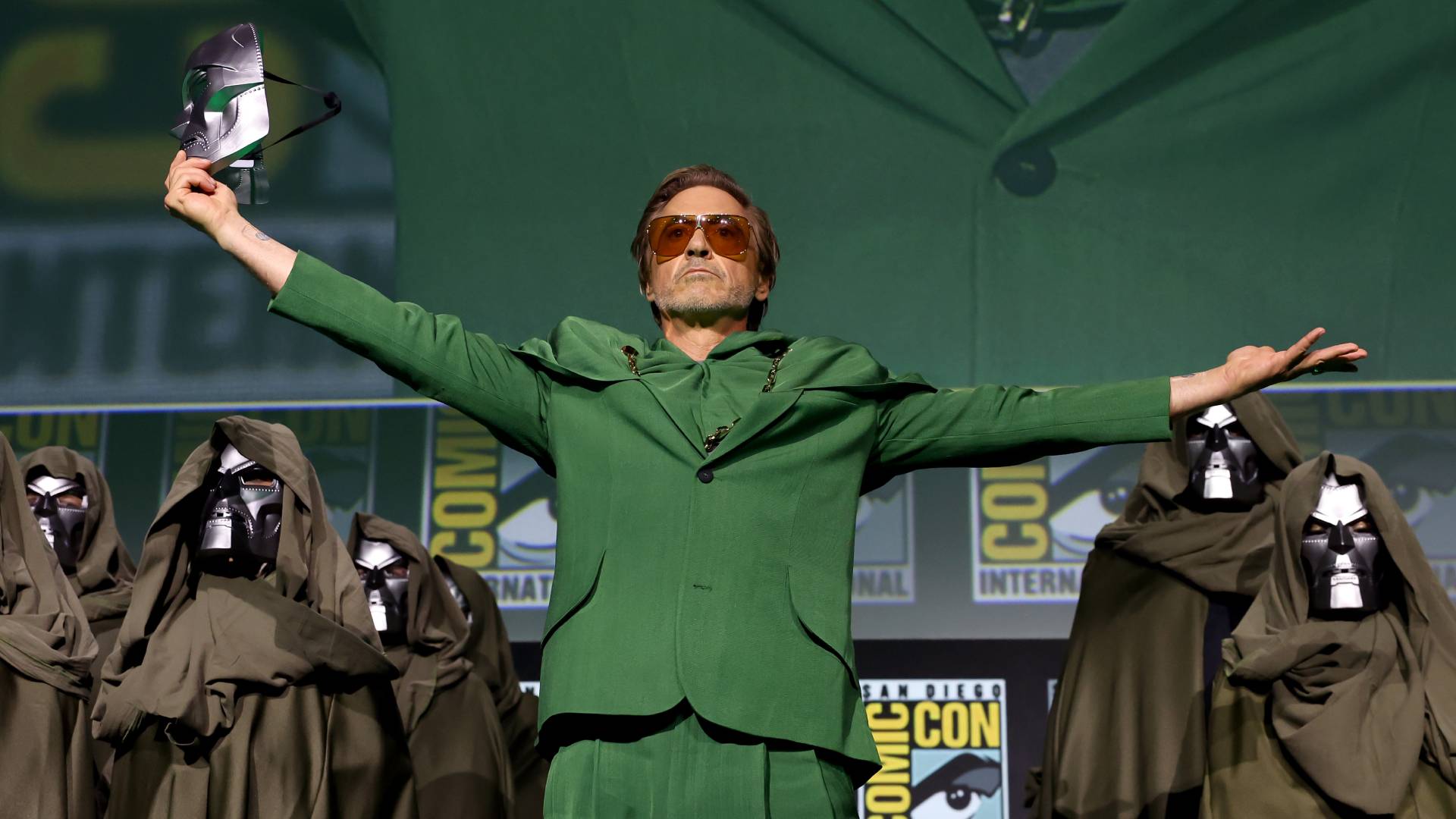 Robert Downey Jr. during the Doctor Doom announcement at Marvel's SDCC 2024 panel