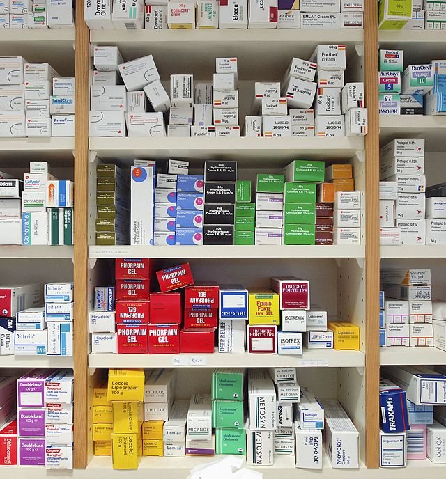 Shelves in retail pharmacy containing various skin creams and gels (Photo by Universal Images Group via Getty Images)