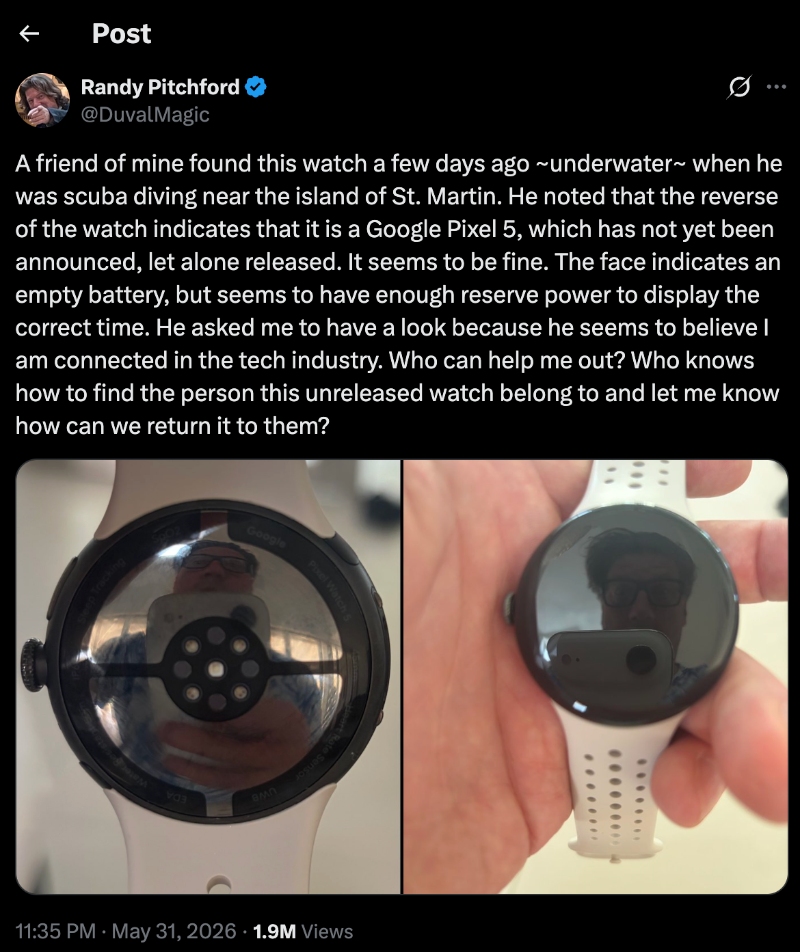 Pixel Watch 5 Leak X Post