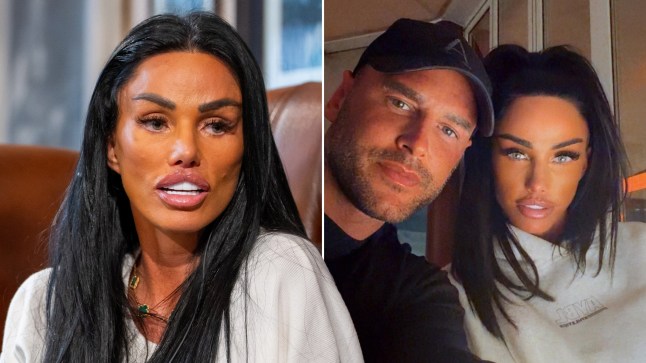 A composite image of Katie Price and Lee Andrews