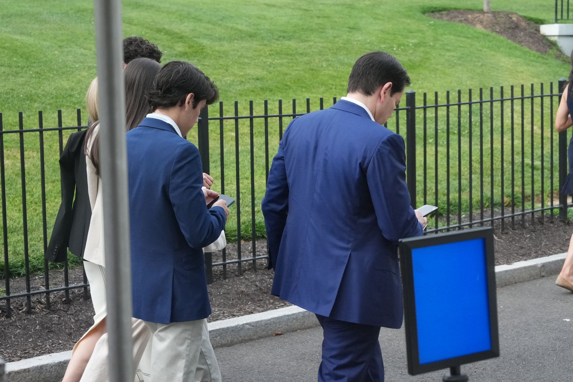 Secretary of State Marco Rubio seen from behind as he arrives for the UFC fight night at the White House