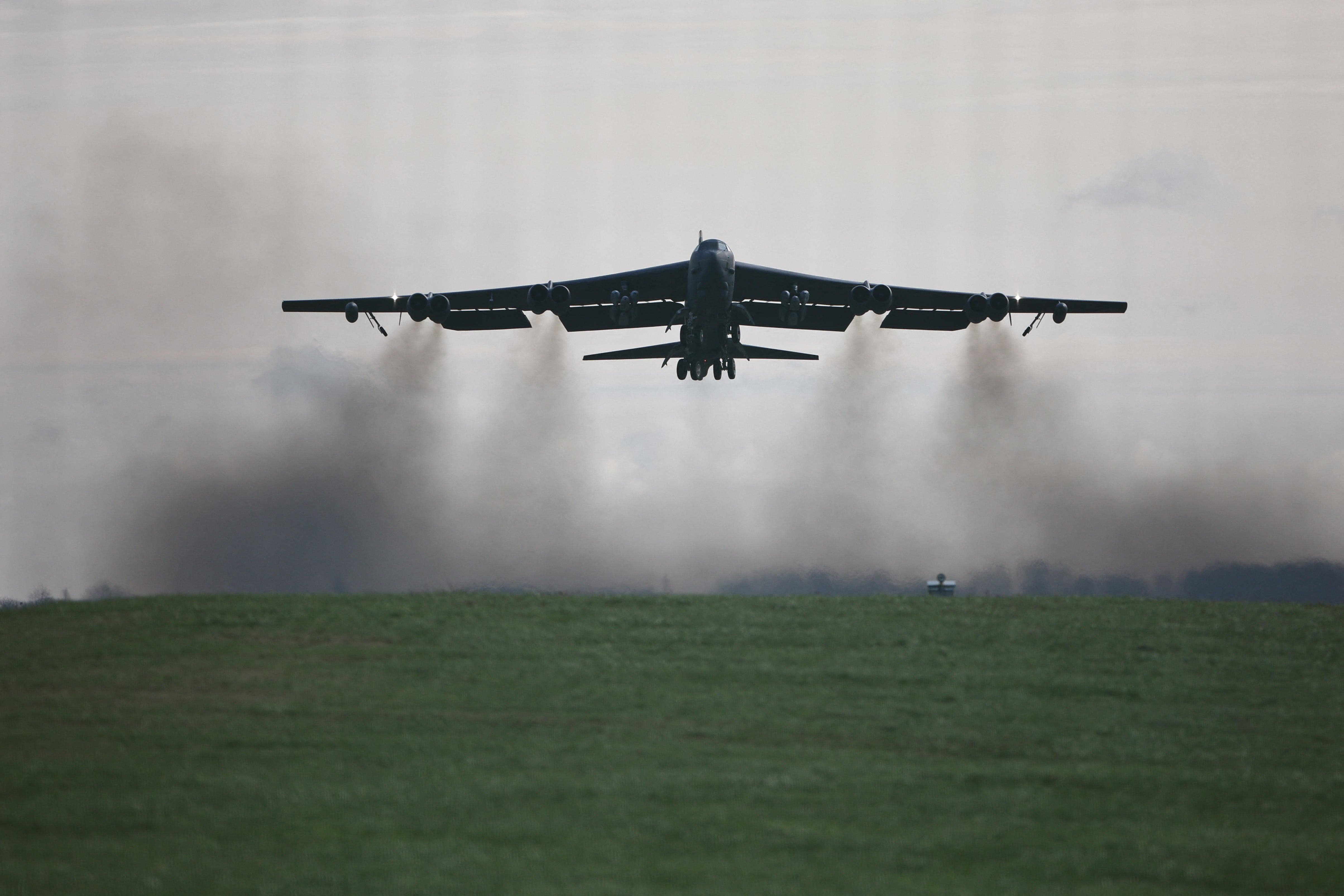 The B-52 Stratofortress is a long-range, heavy bomber that can fly at ‘high subsonic speeds’ up to 50,000 feet in the air