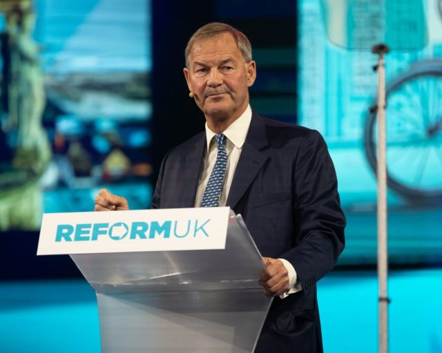BIRMINGHAM, UNITED KINGDOM - 2024/09/20: Reform UK MP for Great Yarmouth Rupert Lowe speaks during the Reform UK's annual conference at the NEC Centre. The party, which secured five seats in the general election, began its two-day conference after Farage announced he was giving up ownership of Reform UK's shares. (Photo by Tejas Sandhu/SOPA Images/LightRocket via Getty Images)