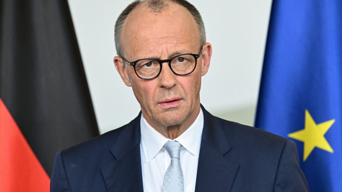 German Chancellor Friedrich Merz addresses a press conference on domestic and foreign policy issues at the Chancellery in Berlin on April 9, 2026. (Photo by RALF HIRSCHBERGER / AFP via Getty Images)