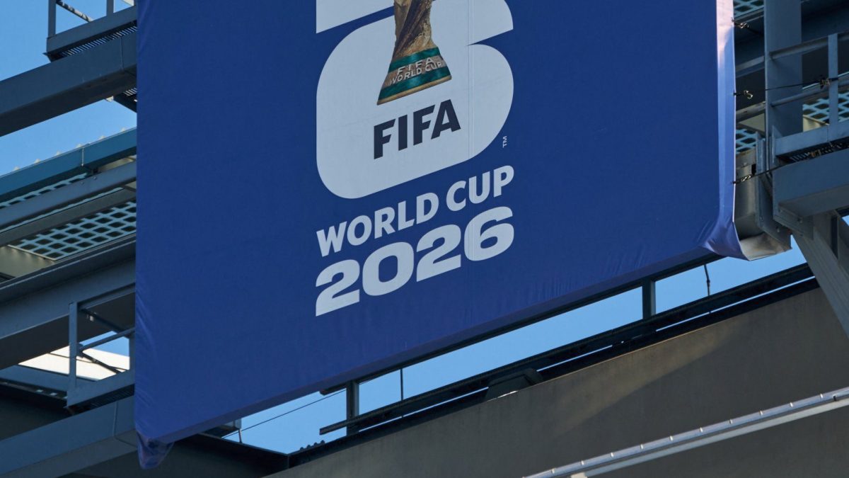FIFA World Cup 2026 signage at MetLife Stadium during an Emergency Response Drill and training exercise ahead of the World Cup, in East Rutherford, New Jersey, U.S., April 18, 2026. REUTERS/Bing Guan