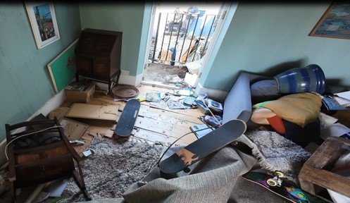 Undated handout photo issued by the Crown Prosecution Service (CPS) shown to jurors at Snaresbrook Crown Court of the aftermath of a gas explosion on June 17 last year, during the trial of Clifton George, 45, who killed his partner of ten years, Annabel Rook, at their home in Stoke Newington before starting a fire designed to blow up a gas canister in the basement. Issue date: Thursday May 7, 2026. PA Photo. Photo credit should read: Crown Prosecution Service/PA Wire NOTE TO EDITORS: This handout photo may only be used for editorial reporting purposes for the contemporaneous illustration of events, things or the people in the image or facts mentioned in the caption. Reuse of the picture may require further permission from the copyright holder.