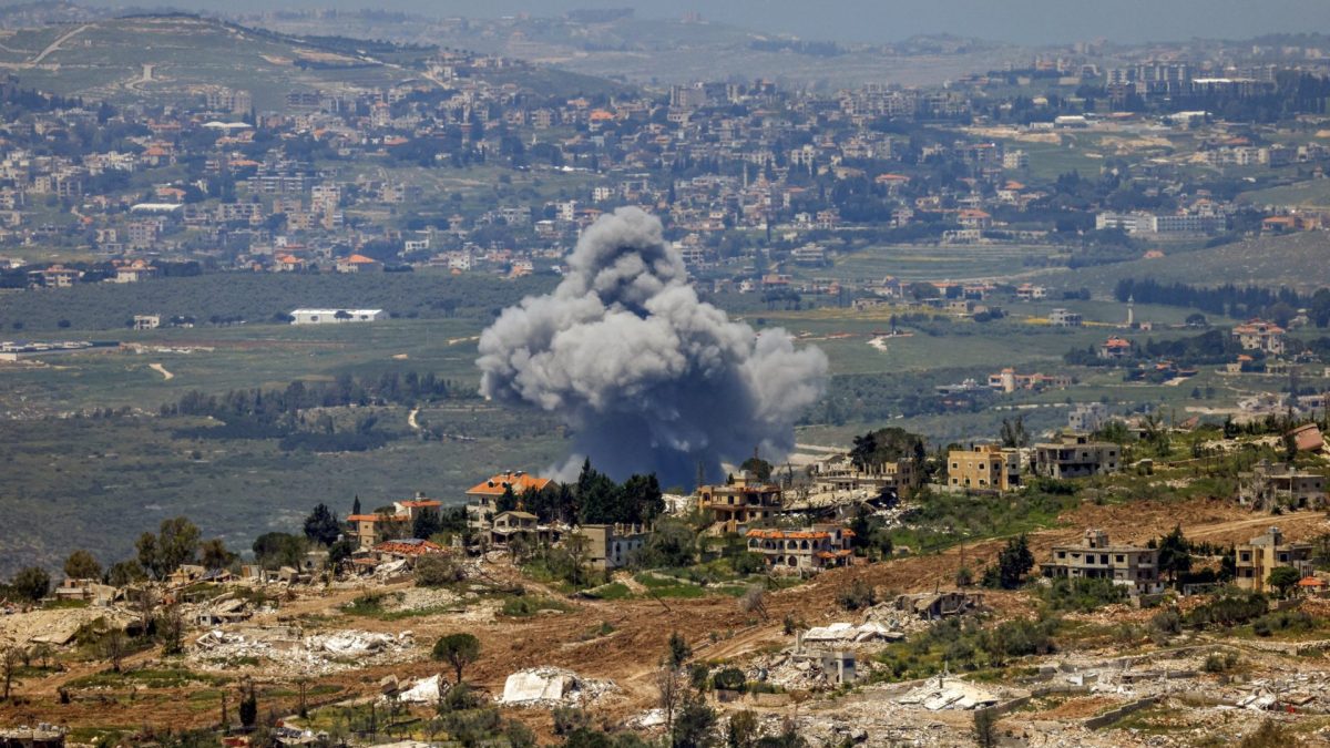 Smoke rises following Israeli bombardment in southern Lebanon as seen from a position across the border in the Upper Galilee in northern Israel on May 7, 2026. Israel has repeatedly bombed Lebanon, particularly the south, since a truce came in force since April 17, with Hezbollah retaliating by launching attacks on Israeli troops. Israeli strikes on Lebanon have killed more than 2,700 people and displaced more than a million, particularly from southern and eastern Lebanon and Beirut's southern suburbs, since March 2. (Photo by Jalaa MAREY / AFP via Getty Images)