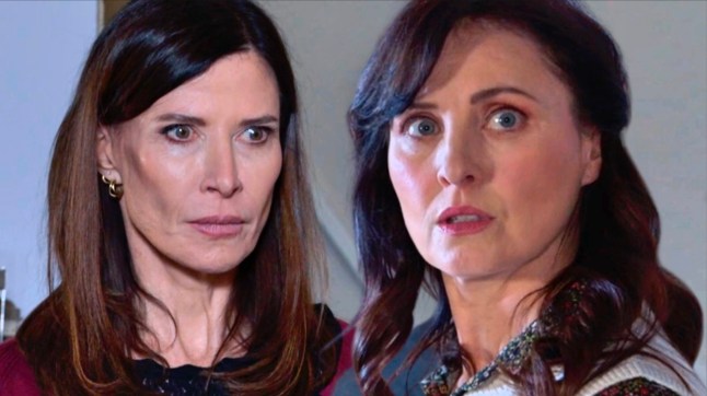 Bea stares sinisterly as Honey reels in an EastEnders comp image