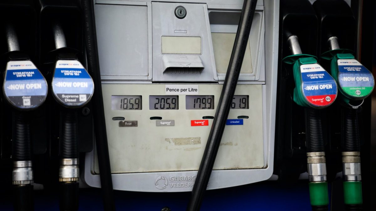 LONDON, ENGLAND - MARCH 9: Fuel prices are displayed at a petrol station in Streatham on March 9, 2026 in London, United Kingdom. Fuel prices remain volatile as peace talks have stalled between the US and Iran in recent weeks. As a result, traffic through the Strait of Hormuz continues to be restricted, impacting the global supply chain of around one fifth of the world's petroleum. In the face of rising costs of fuel, the UK government has eased sanctions on Russian oil and liquefied natural gas (LNG) with a trade license that allows the import of Russian jet fuel and diesel refined in third countries, as well as the shipping of some LNG from Russia. (Photo by Alishia Abodunde/Getty Images)
