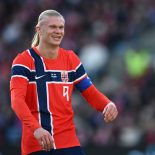 OSLO, NORWAY - MARCH 31: Erling Haaland of Norway reacts during the international friendly match between Norway and Switzerland at Ullevaal Stadion on March 31, 2026 in Oslo, Norway. (Photo by Stuart Franklin/Getty Images)