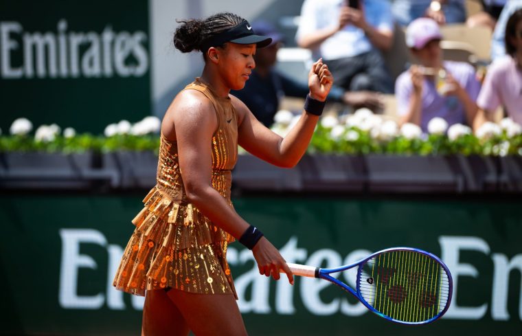 PARIS, FRANCE - MAY 30: Naomi Osaka of Japan reacts to defeating Iva Jovic of the United States in the third round on Day Seven of the 2026 French Open at Roland Garros on May 30, 2026 in Paris, France (Photo by Robert Prange/Getty Images)