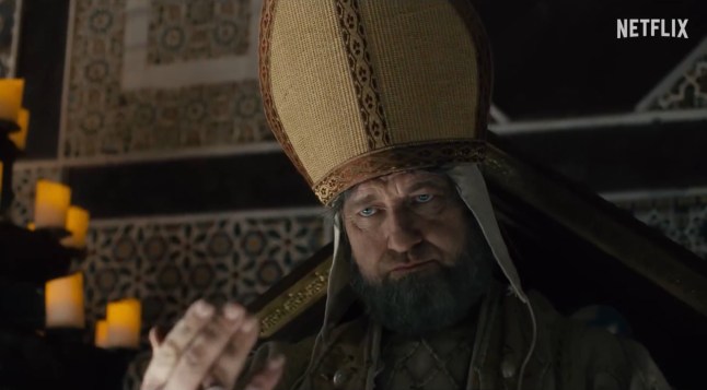 ***MUST CREDIT - NETFLIX*** First glimpse of Scots actor Gerard Butler in multiple roles in new trailer for 'In The Hand of Dante'. Butler stars alongside Oscar Isaac, Gal Gadot, Al Pacino, John Malkovich, Martin Scorsese and Jason Momoa.