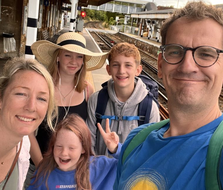Jim Butcher has set up Junior stocks and shares for his three children. With the future for younger generations looking uncertain, he wants them to learn about investing from a young age. Jim with his wife Malin and their three children