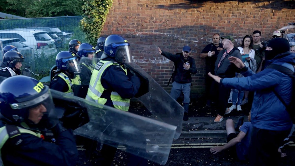 Screen grab taken from PA Video of police and protestors clashing in Southampton during a protest following the death of Henry Nowak. Vickrum Digwa was jailed at Southampton Crown Court for life with a minimum term of 21 years for the murder of 18-year-old student Henry Nowak. Digwa stabbed Henry to death with a Sikh kirpan ceremonial knife five times in the incident in Belmont Road, Southampton, on December 3 2025. Picture date: Tuesday June 2, 2026. PA Photo. Photo credit should read: Jamie Lashmar/PA Wire