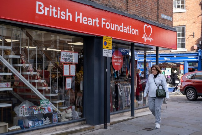 British Heart Foundation charity shop on 29th October 2025 in Shrewsbury, United Kingdom. Shrewsbury is a market town, civil parish and the county town of Shropshire. (photo by Mike Kemp/In Pictures via Getty Images)