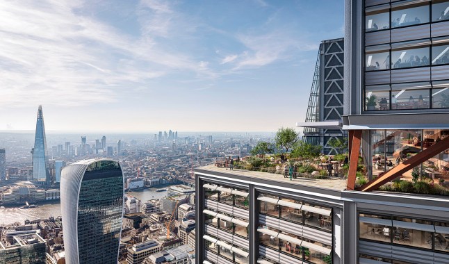 An image showing one of the terraces of One London.