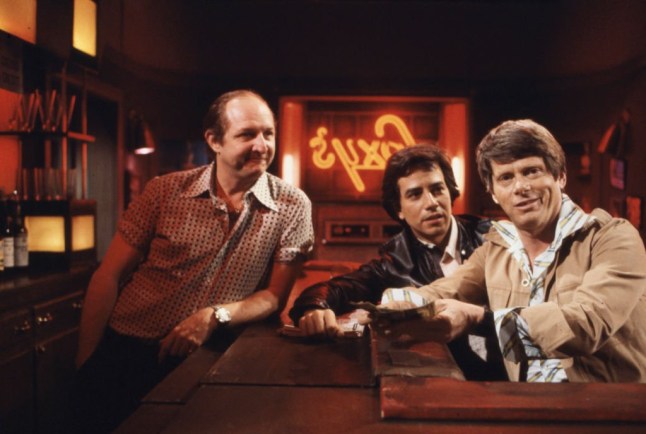 Unspecified - 1981: (L-R) Vasili Bogazianos, Robert Morse appearing on Disney General Entertainment Content via Getty Images's 'All My Children'. (Photo by Disney General Entertainment Content via Getty Images)