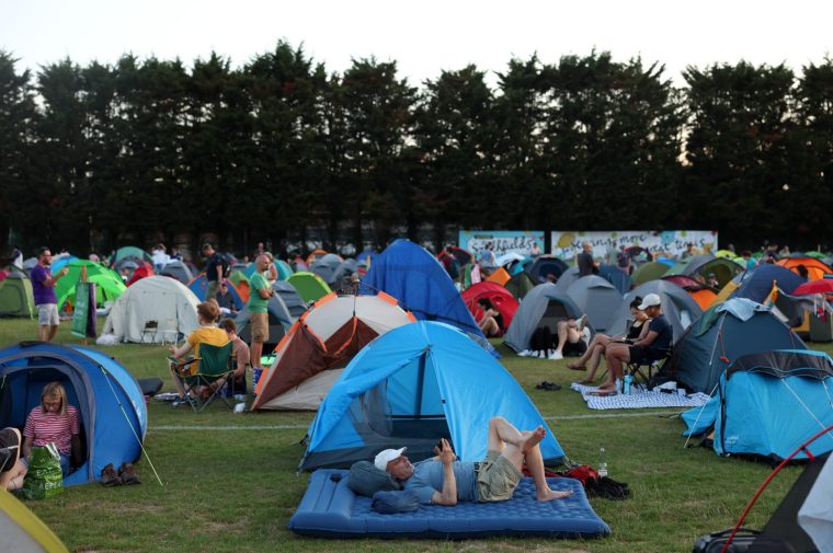 LONDON, ENGLAND - JUNE 29: A view of the Wimbledon Queue as spectators prepare to camp over night prior to The Championships Wimbledon 2025 at All England Lawn Tennis and Croquet Club on June 29, 2025 in London, England. (Photo by Julian Finney/Getty Images)