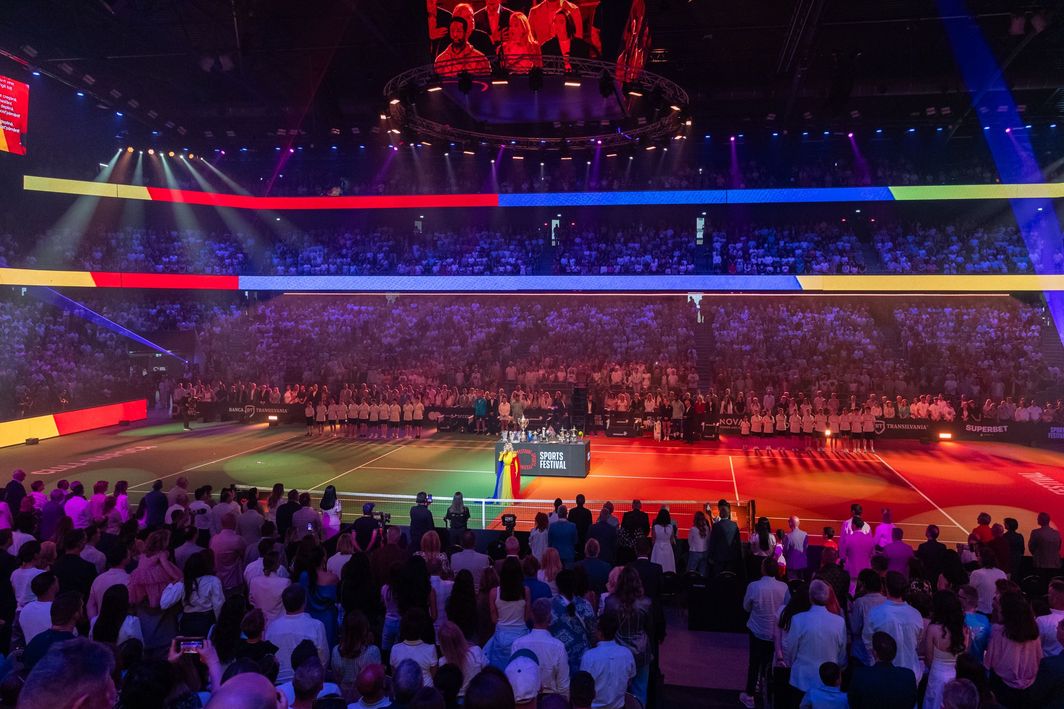 Halep's most notable trophies were on display at the sold-out exhibition, which welcomed 10,000 fans.
