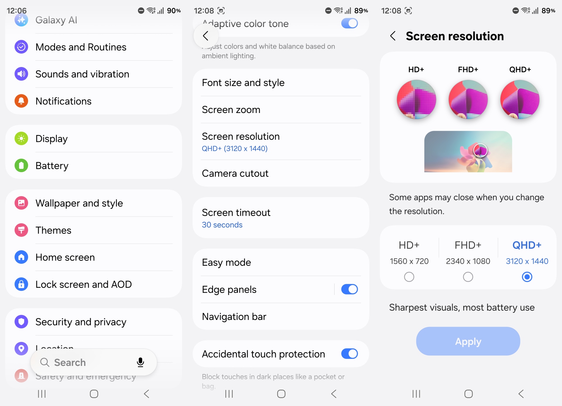 screen resolution settings