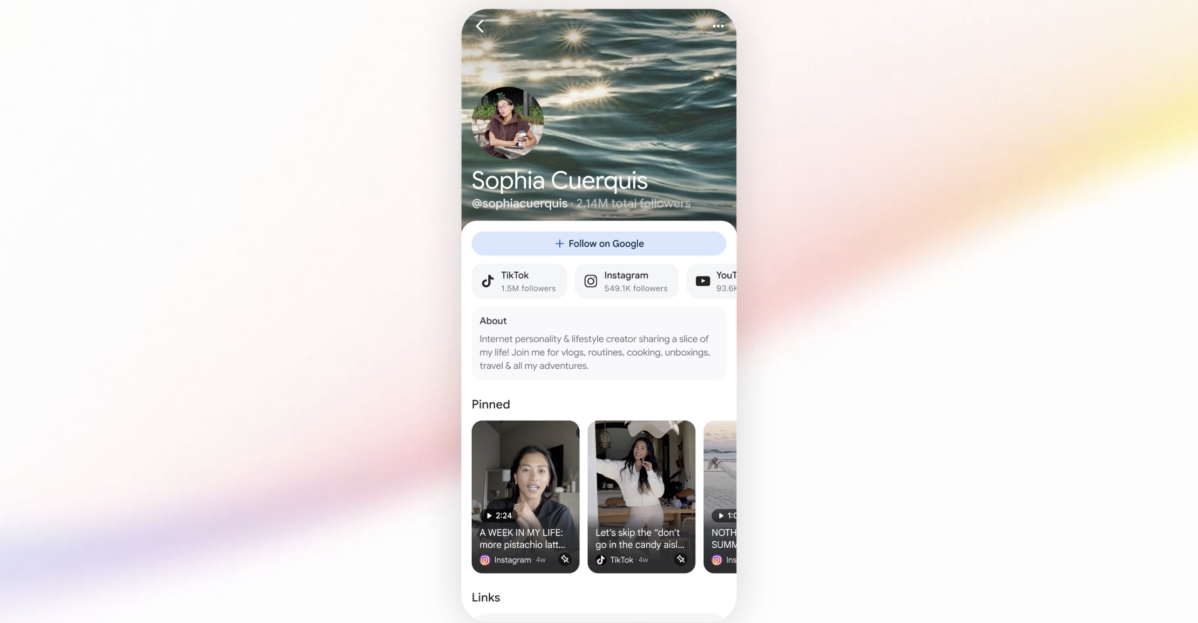 Google is letting social media stars customize their search result page