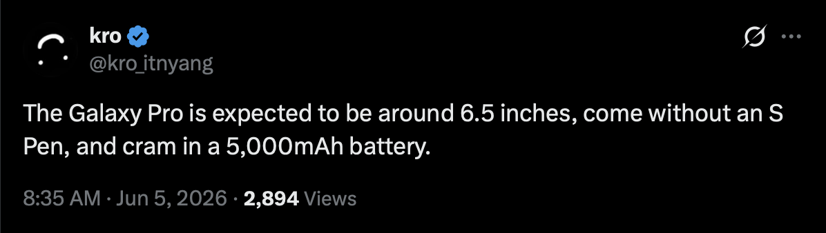 Samsung Galaxy S27 Pro battery leaks Samsung Galaxy S27 Pro battery leaks