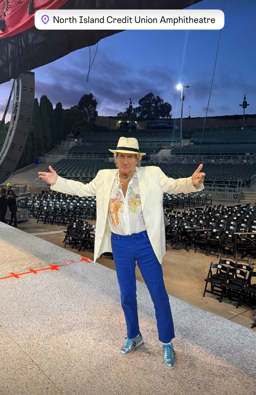 Stewart shared an Instagram photo posing in the empty stadium
