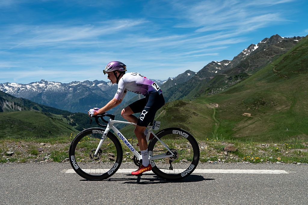 Paula Blasi of Spain and UAE Team ADQ climbs the Col du Tourmalet during Stage 2 of the Tour Feminin International des Pyrenees 2026, a 94.9 km stage from Arrens-Marsous to Bagneres-de-Bigorre, in the French Pyrenees, on June 13, 2026. (Photo by Filip Bezdek/NurPhoto via Getty Images)