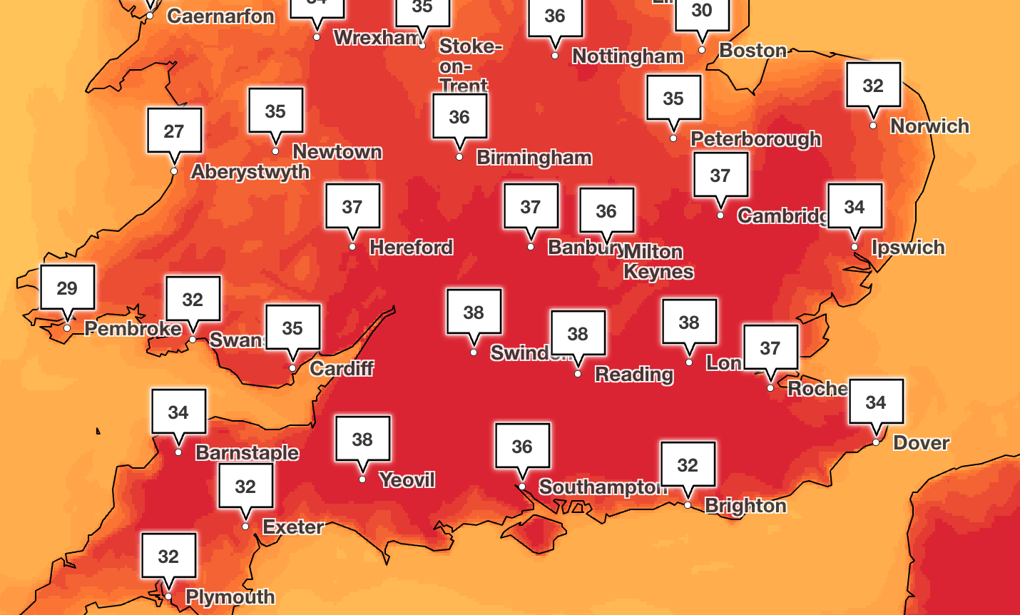 Temperatures could exceed 40C on Wednesday