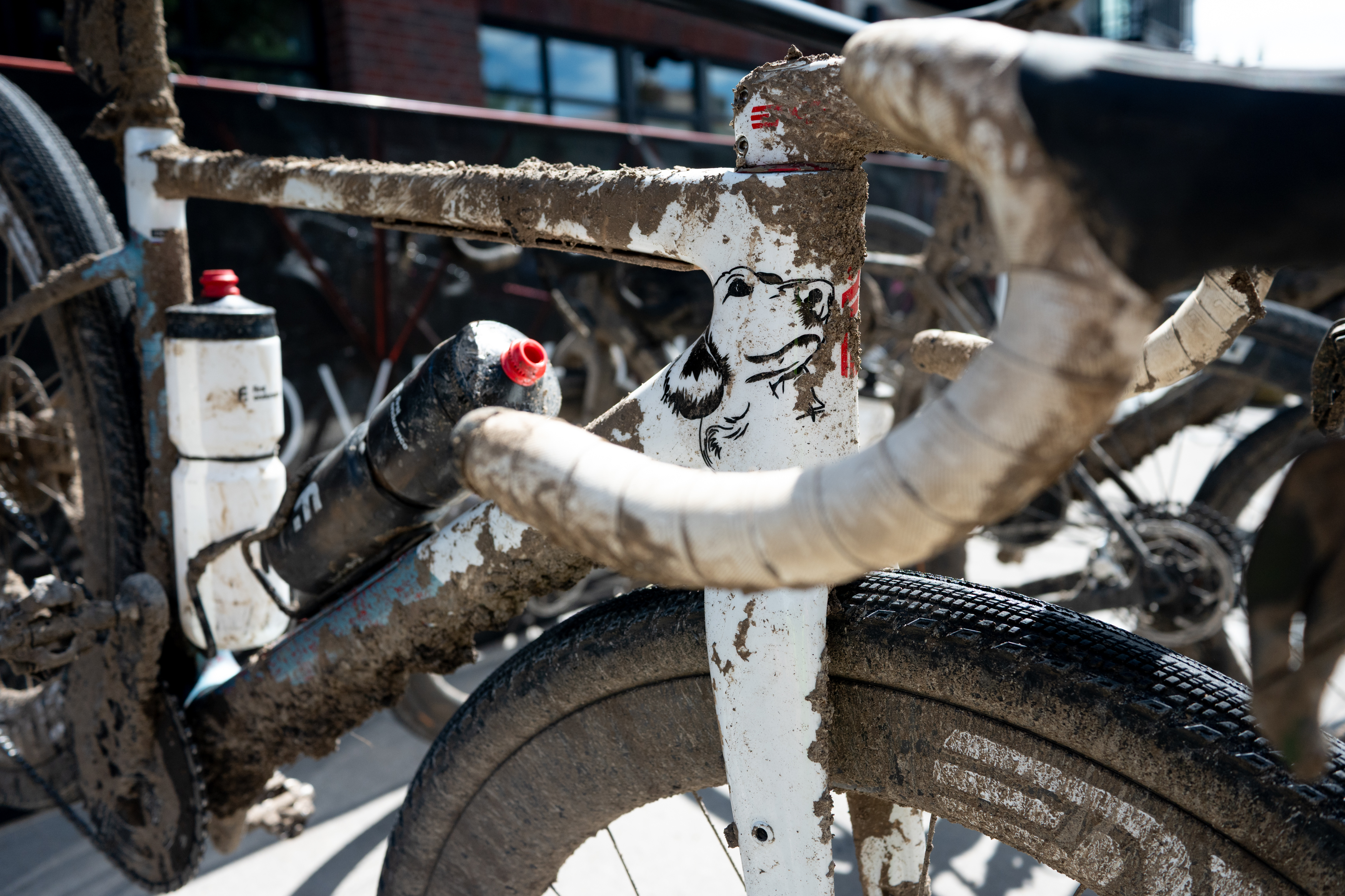 Photos of the bikes from the finish line of Unbound Gravel 2026