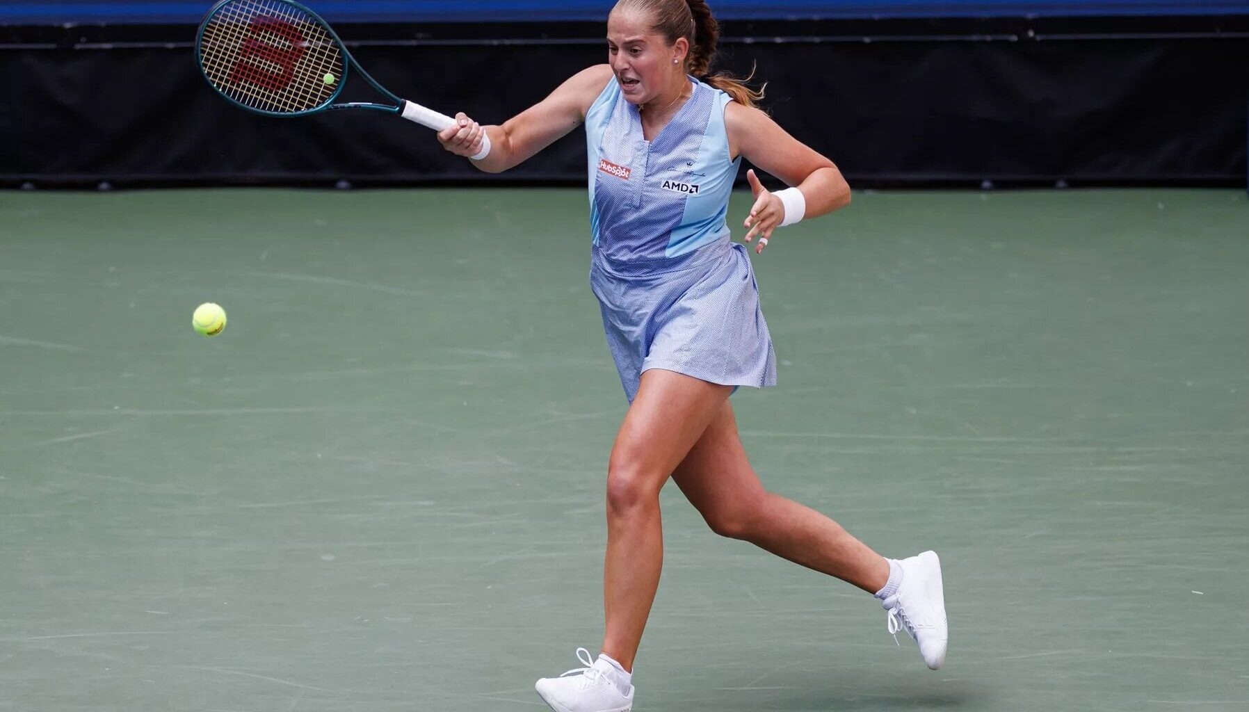 Jelena Ostapenko in action ahead of WTA Doha.