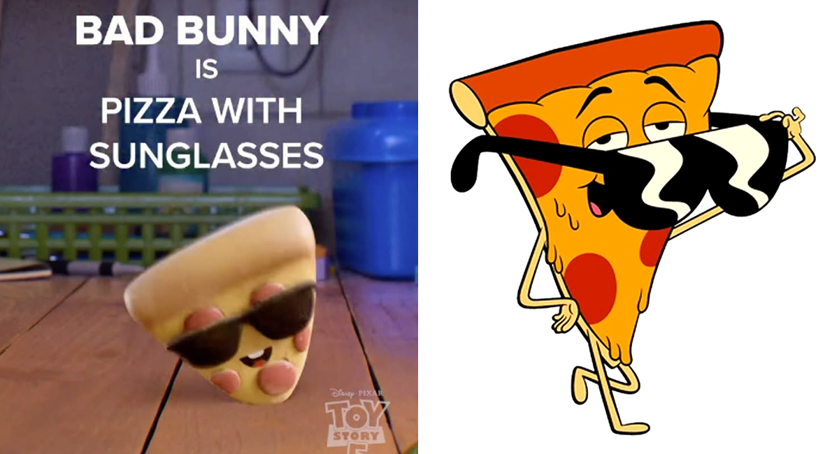 Toy Story 5 Pizza with Sunglasses beside Pizza Steve from Uncle Grandpa