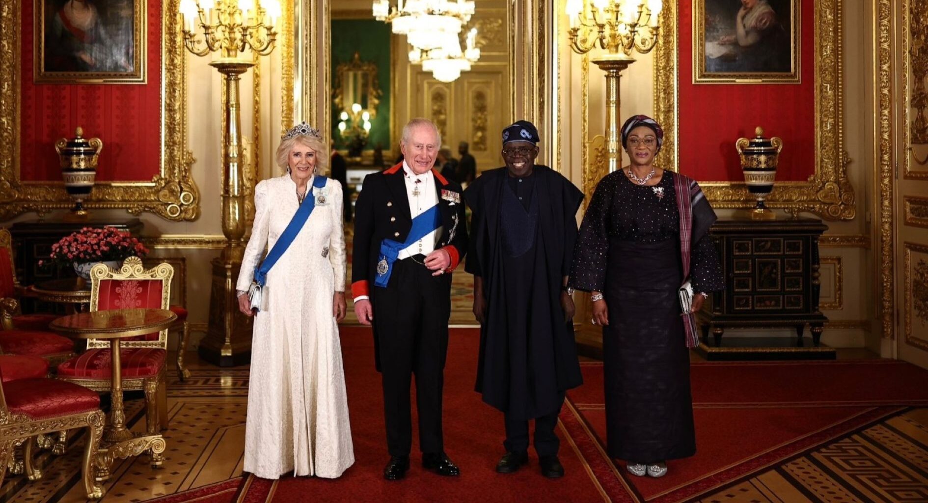 Queen Camilla (left); King Charles III; President Bola Tinubu and his wife, Oluremi Tinubu, at a State Banquet at Windsor Castle, during President Tinubu’s visit to the United Kingdom (UK), yesterday.