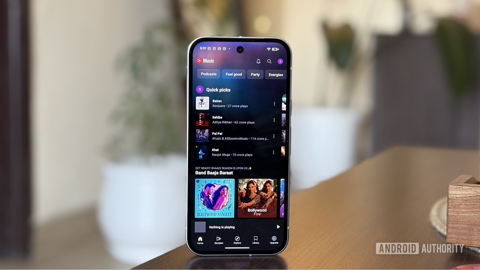 YouTube Music opened on Google Pixel 10a