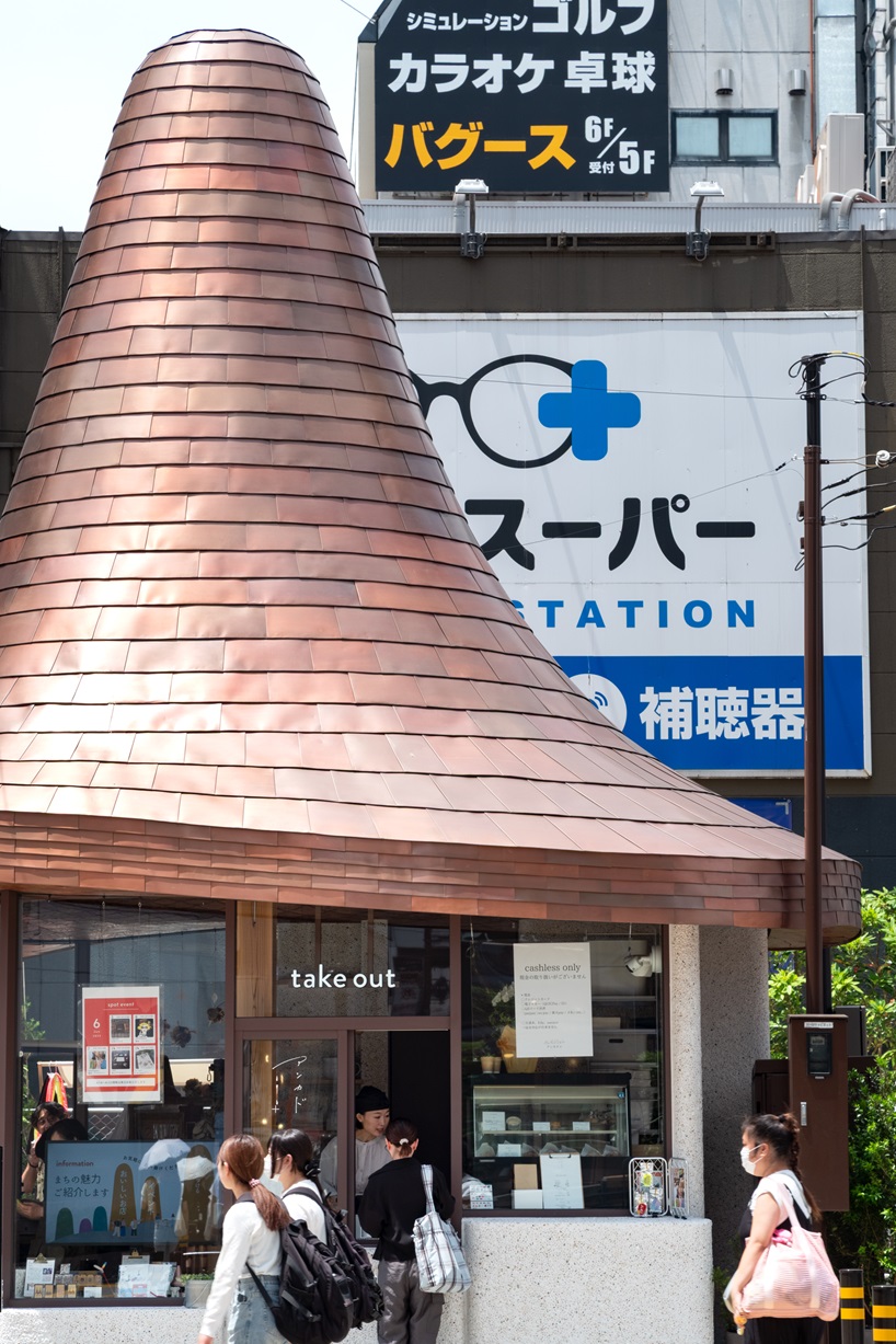 sculptural copper canopy tops micro-landmark community hub in tokyo by nikken sekkei - 4