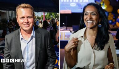 Spencer Pratt and Nithya Raman are seen in a composite side-by-side image