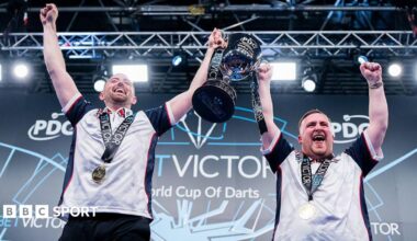 Luke Humphries and Luke Littler lift the World Cup of Darts trophy