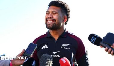 Ardie Savea talks to reporters