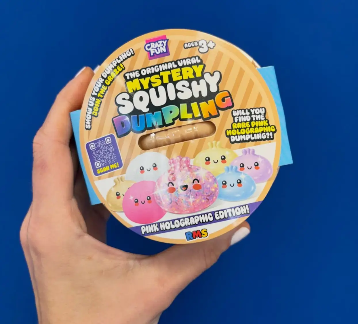 The packaging on authentic RMS squishy dumplings (Instagram/@rms_toys)